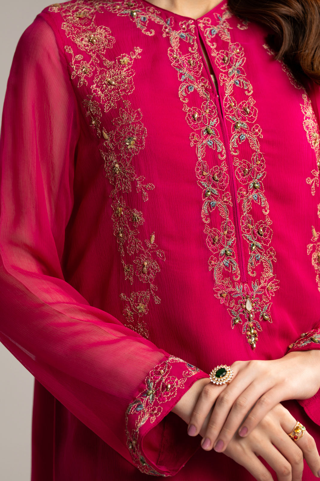 3 Piece Chiffon Embroidered Suit (FL0039)