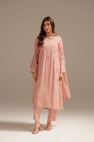 3 Piece Khadi Net Embroidered (FL0057)