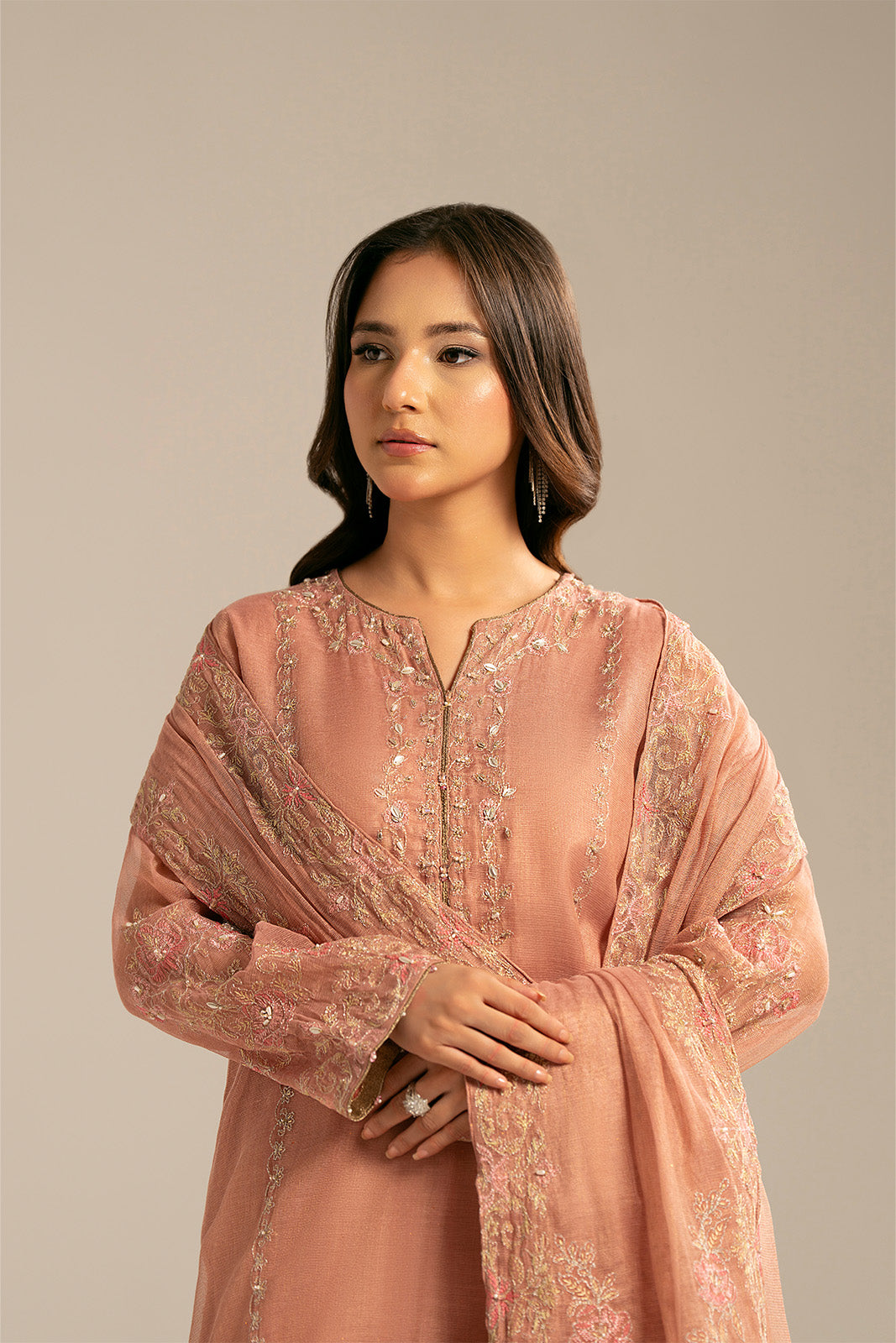 3 Piece Emboss Net Embroidered (FL0063)