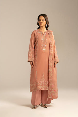 3 Piece Emboss Net Embroidered (FL0063)