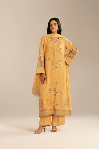 3 Piece Raw Silk Embroidered (FL0064)