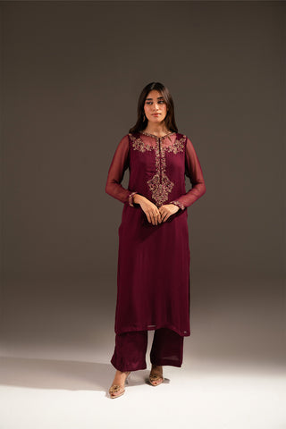 2 Piece Chiffon Embroidered (FL0065)