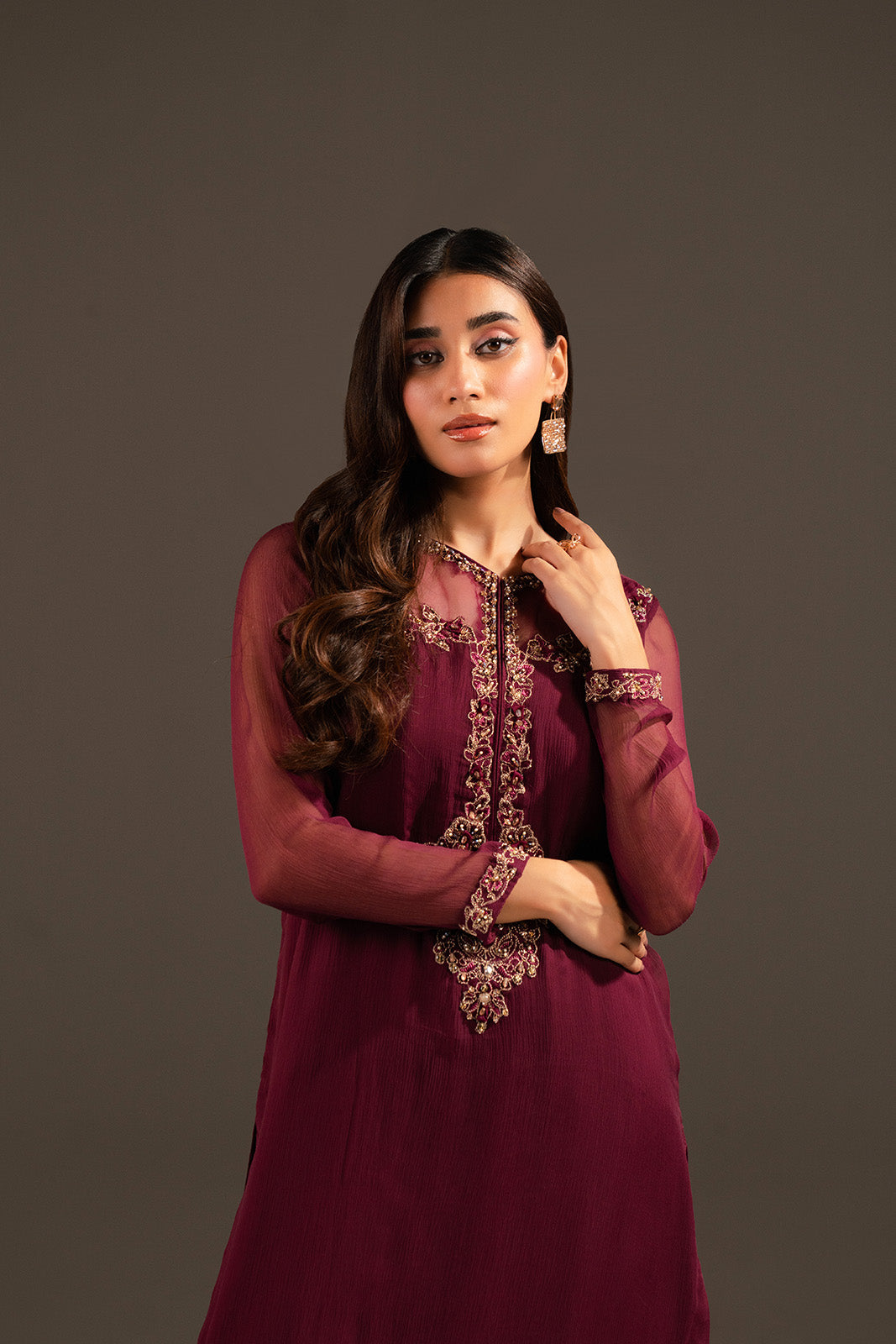 2 Piece Chiffon Embroidered (FL0065)