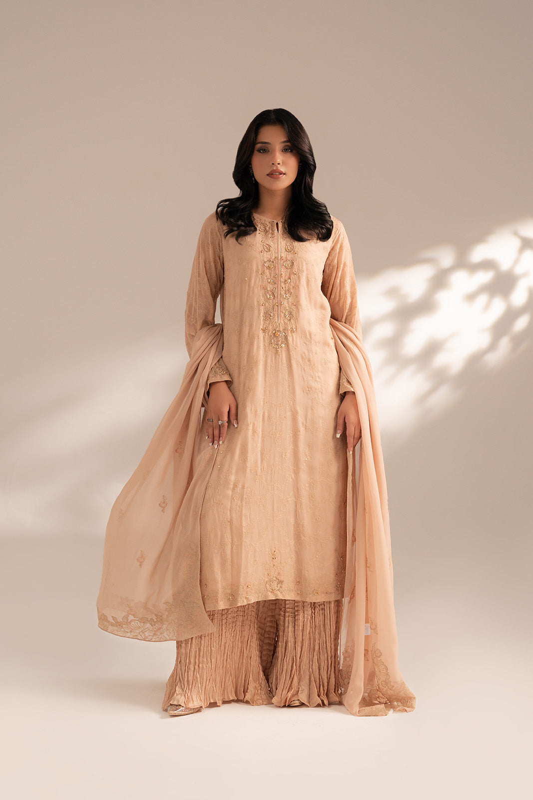 3 Piece Chiffon Embroidered Suit (FL0067)