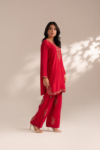 2 Piece Raw Silk Embroidered Suit (FL0068)