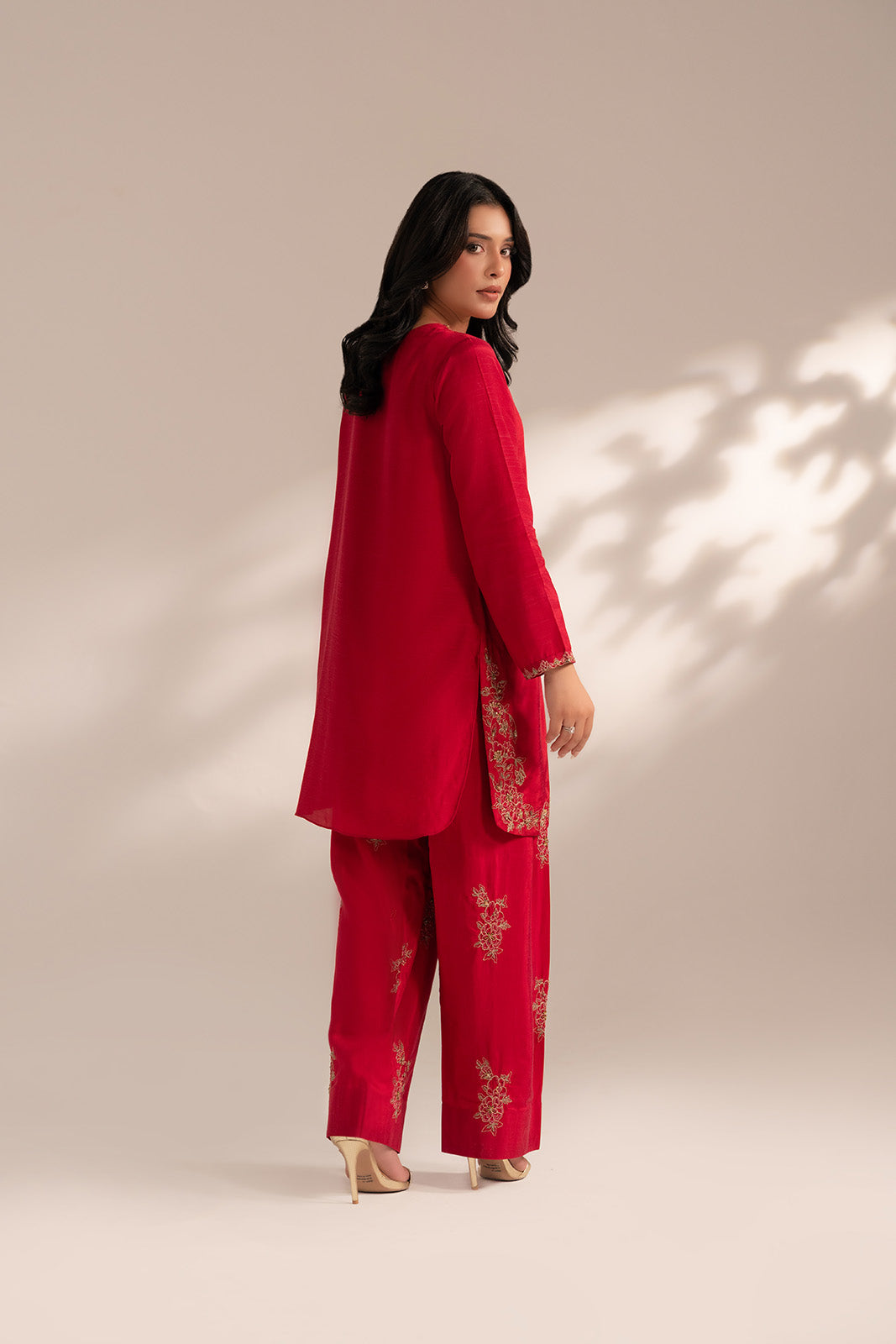2 Piece Raw Silk Embroidered Suit (FL0068)