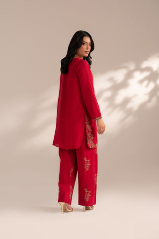 2 Piece Raw Silk Embroidered Suit (FL0068)