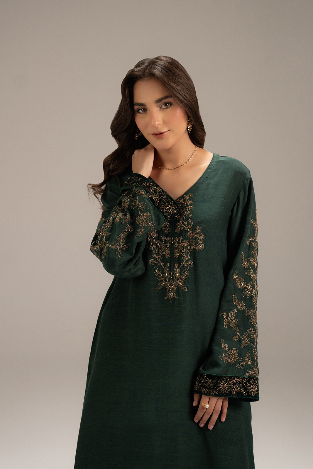 2 Piece Raw Silk Embroidered (FL0071)