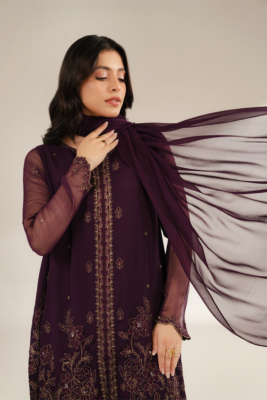 3 Piece Chiffon Embroidered (FL0072)