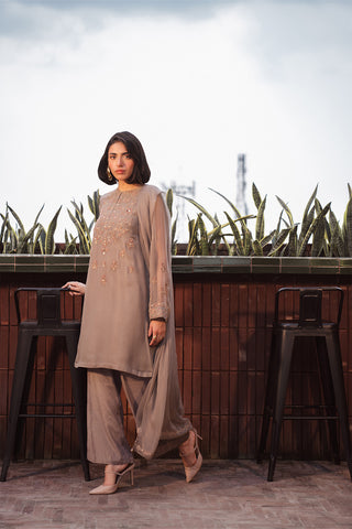 3 Piece Chiffon Embroidered Suit (FL0073)