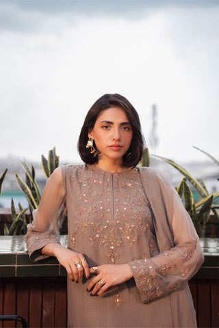 3 Piece Chiffon Embroidered Suit (FL0073)