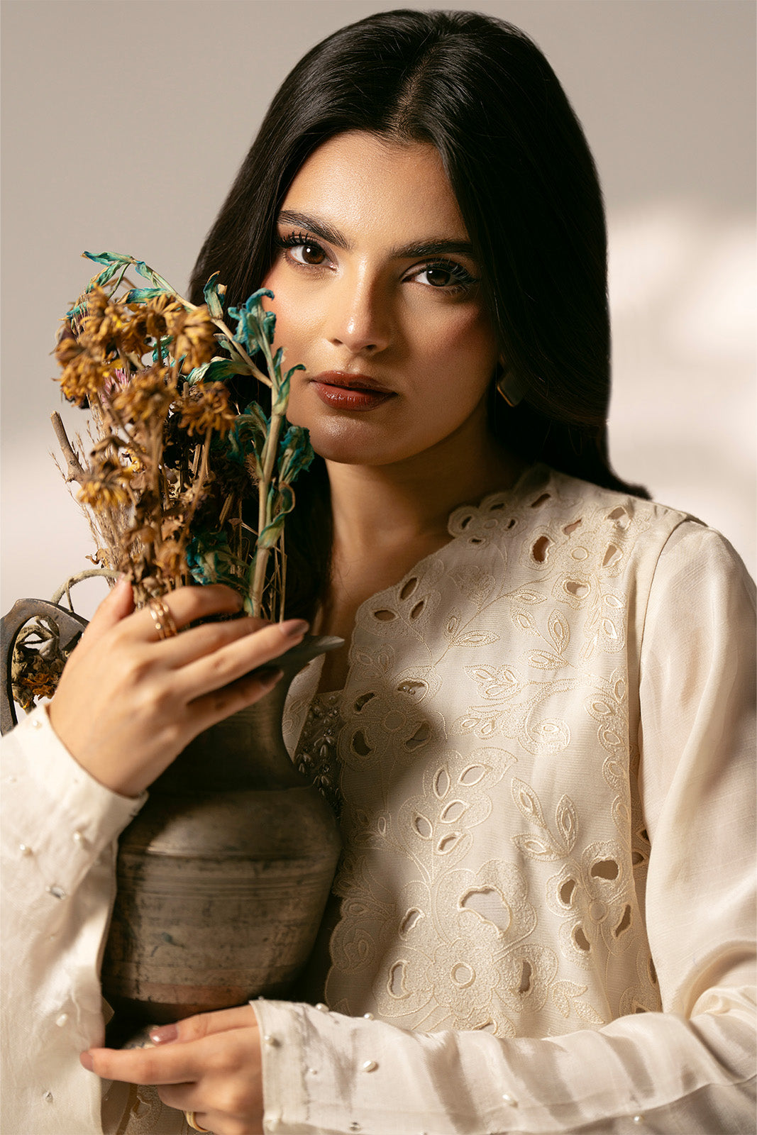 2 Piece Raw Silk Embroidered Suit (FL0074)