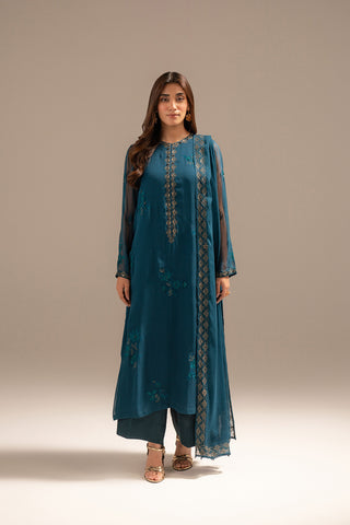 3 Piece Chiffon Embroidered Suit (FL0075)