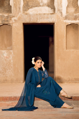 3 Piece Chiffon Embroidered Suit (FL0075)