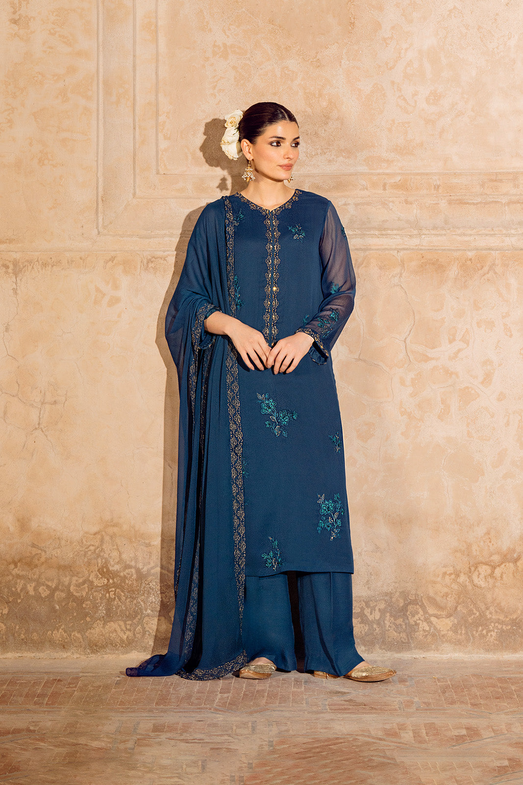 3 Piece Chiffon Embroidered Suit (FL0075)