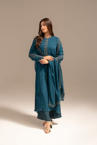 3 Piece Chiffon Embroidered Suit (FL0075)