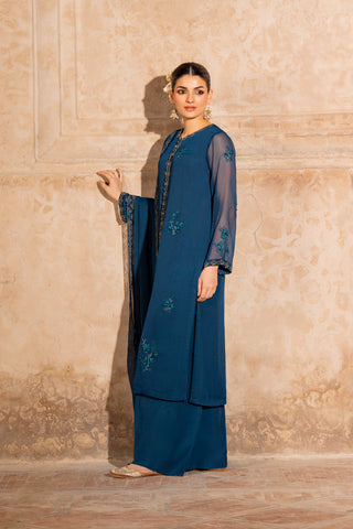 3 Piece Chiffon Embroidered Suit (FL0075)