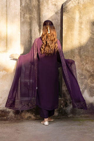 3 Piece Chiffon Embroidered Suit (FL0077)