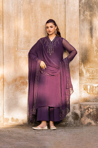 3 Piece Chiffon Embroidered Suit (FL0077)