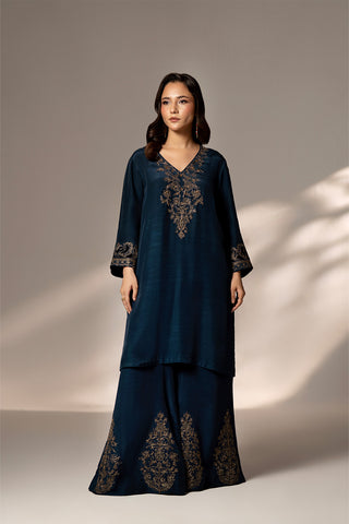 2 Piece Raw Silk Embroidered Suit (FL0079)
