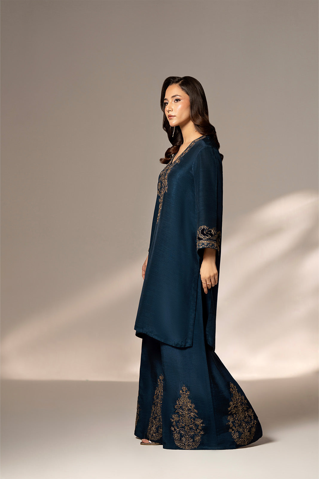 2 Piece Raw Silk Embroidered Suit (FL0079)