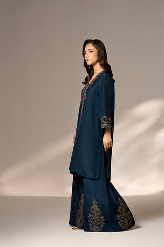 2 Piece Raw Silk Embroidered Suit (FL0079)