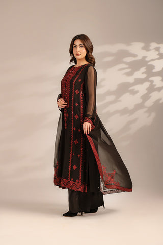 3 Piece Chiffon Embroidered Suit (FL0080)
