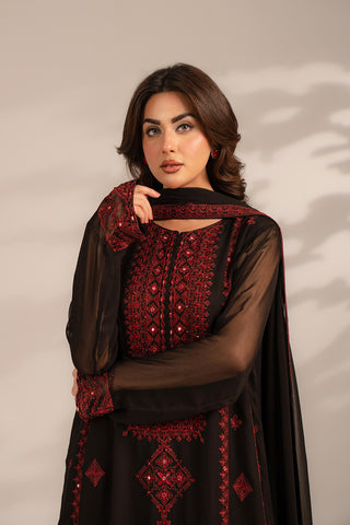 3 Piece Chiffon Embroidered Suit (FL0080)