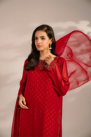 3 Piece Chiffon Embroidered Suit (FL0082)