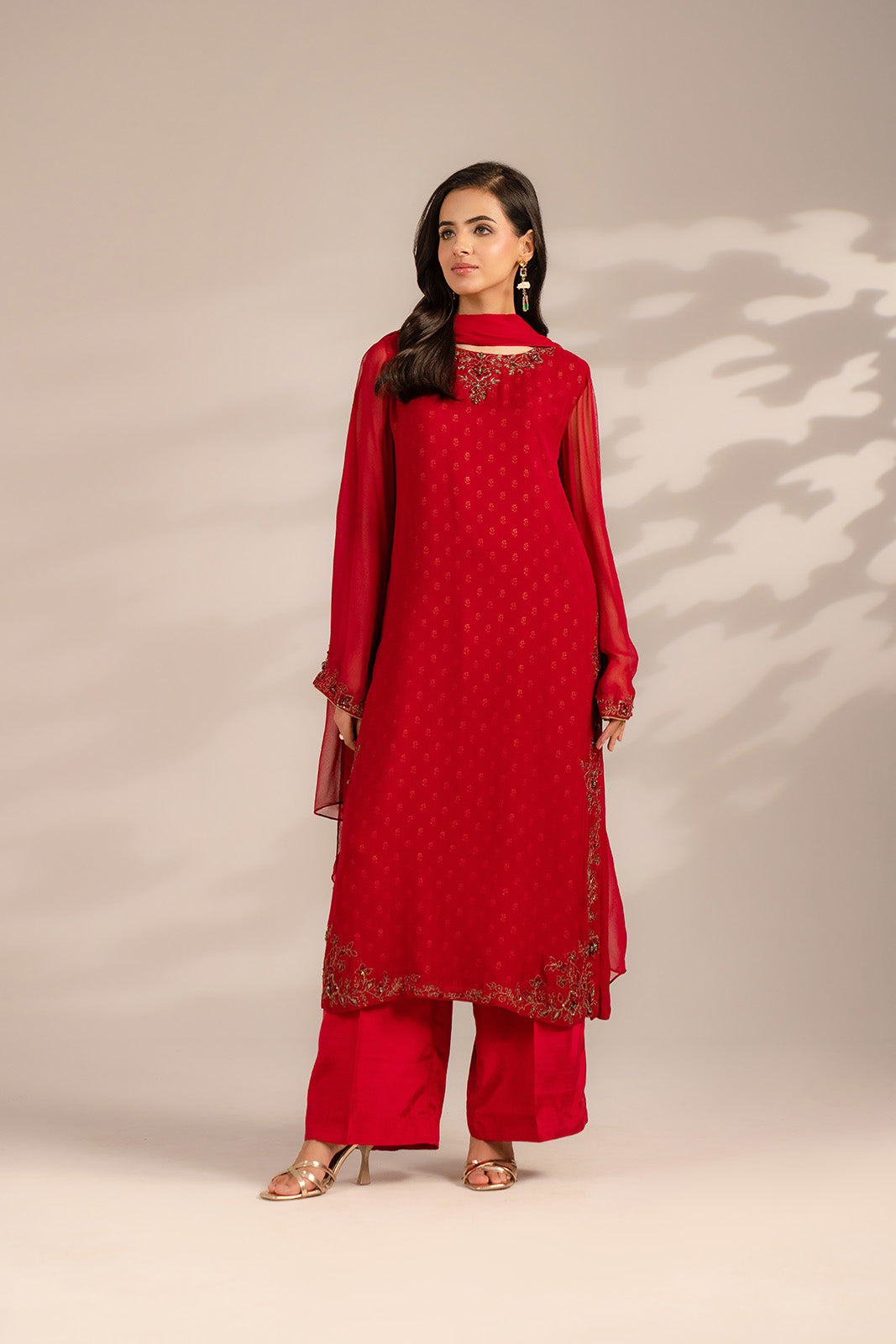 3 Piece Chiffon Embroidered Suit (FL0082)