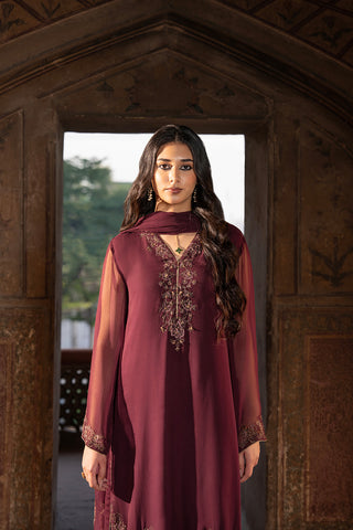 3 Piece Chiffon Embroidered Suit (FL0083)