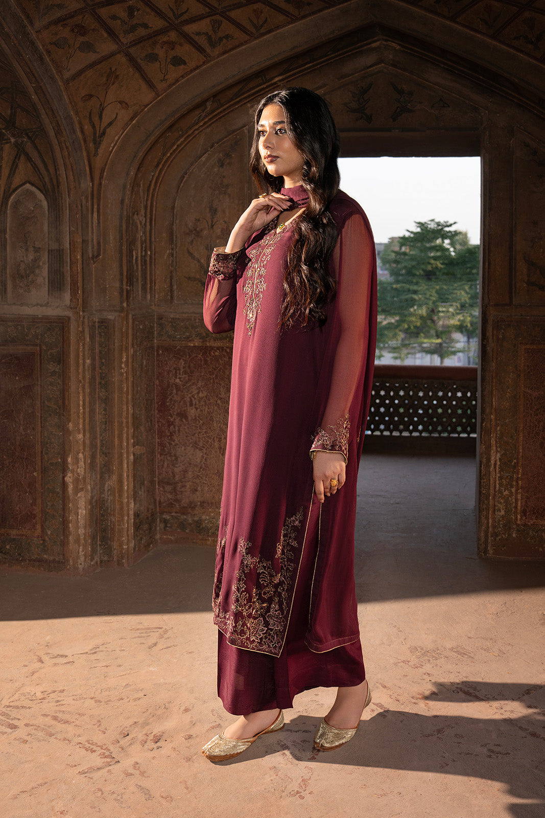 3 Piece Chiffon Embroidered Suit (FL0083)