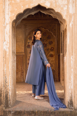 3 Piece Cotton Silk Embroidered Suit (FL0084)