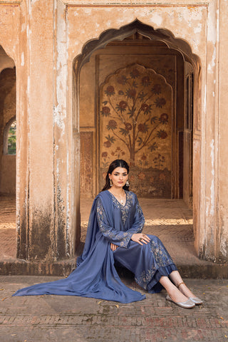 3 Piece Cotton Silk Embroidered Suit (FL0084)