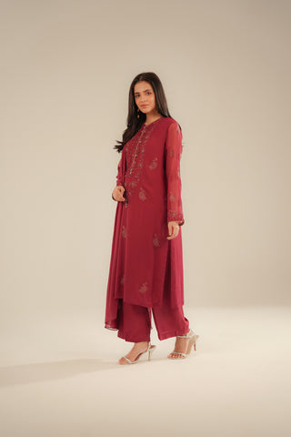 3 Piece Chiffon Embroidered Suit (FL0085)