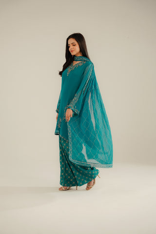 3 Piece Chiffon Embroidered Suit (FL0086)