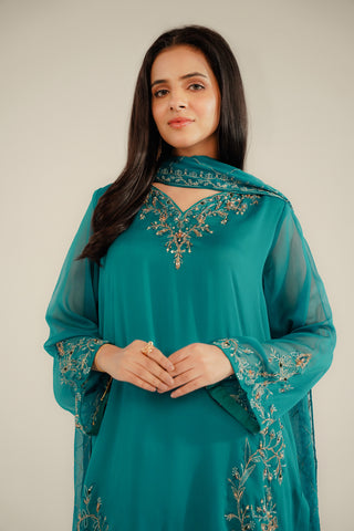 3 Piece Chiffon Embroidered Suit (FL0086)