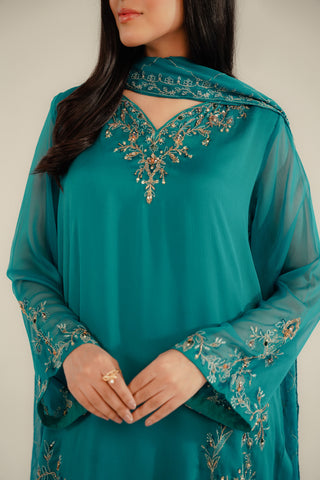 3 Piece Chiffon Embroidered Suit (FL0086)