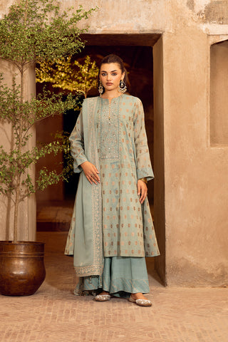 3 Piece Masoori Jacquard Embroidered Suit (FL0089)