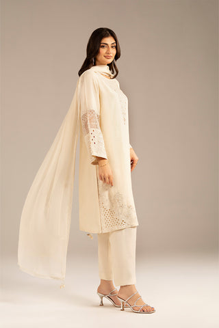 3 Piece Raw Silk Embroidered Suit (FL0093)