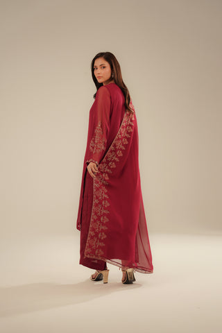 3 Piece Chiffon Embroidered Suit (FL0094)