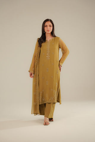 3 Piece Chiffon Embroidered Suit (FL0095)