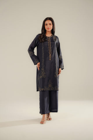 2 Piece Raw Silk Embroidered Suit (FL0096)