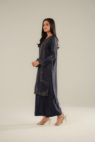 2 Piece Raw Silk Embroidered Suit (FL0096)