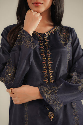 2 Piece Raw Silk Embroidered Suit (FL0096)