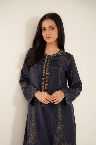 2 Piece Raw Silk Embroidered Suit (FL0096)
