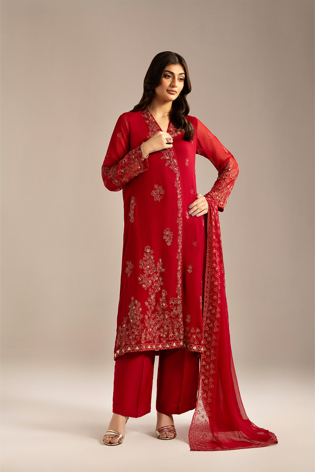 3 Piece Chiffon Embroidered (FL0101)
