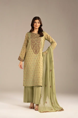 3 Piece Masoori Jacquard Embroidered Suit (FL0102)