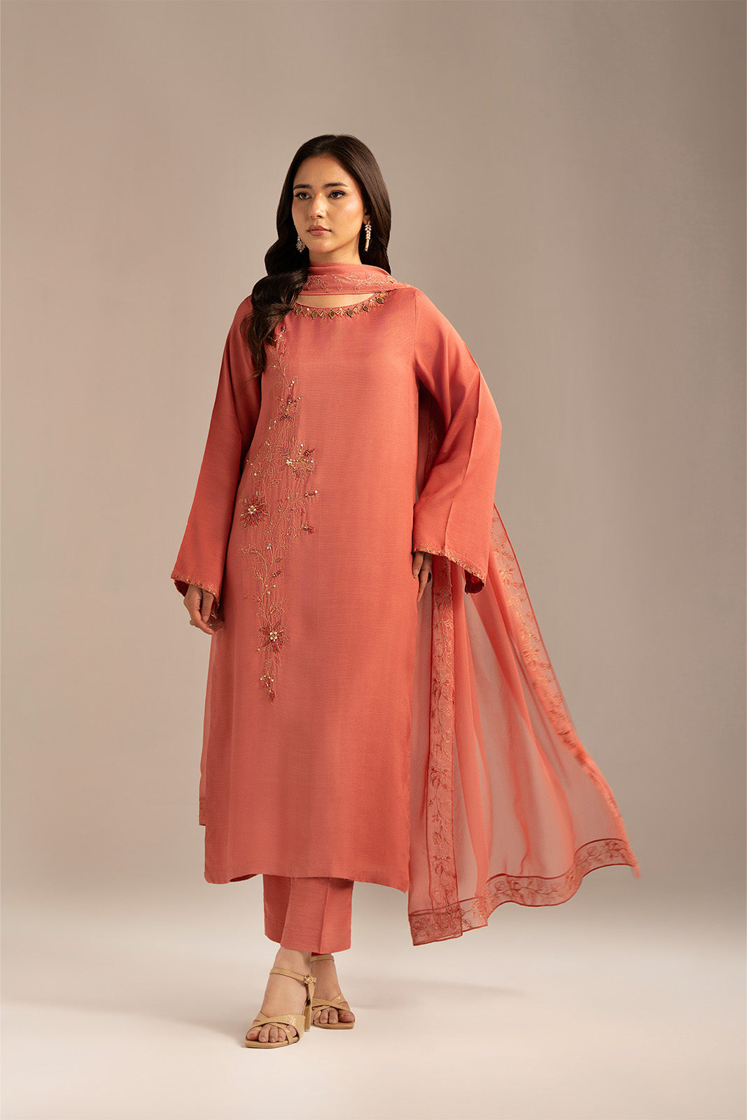 3 Piece Raw Silk Embroidered (FL0103)