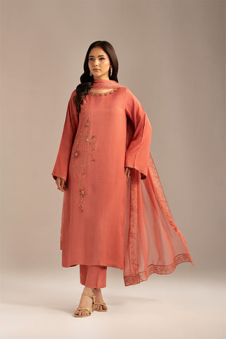 3 Piece Raw Silk Embroidered (FL0103)